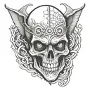 half face alien half skull  tattoo design idea