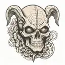 half face alien half skull  tattoo design idea
