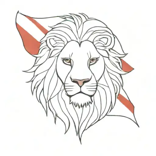 lion head  and turkish flag tattoo design idea