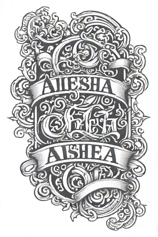 aiesha name in old english font  tattoo design idea