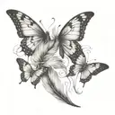 feather blowing in wind butterflies leaving the feather  Ariyana Skye written on the quill  tattoo design idea