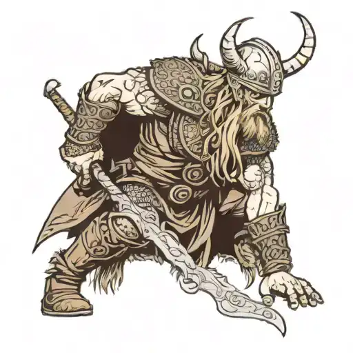 The Viking kneels on the battlefield, and his soul is taken by a Valkyrie  tattoo design idea