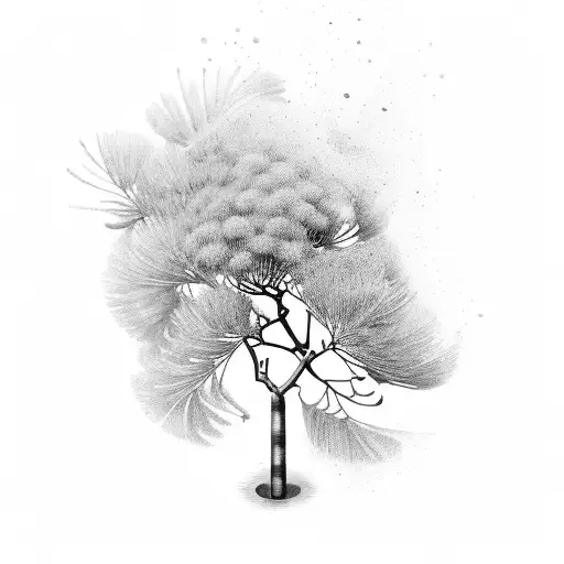 a candle surrounded by a branch of mimosa tattoo design idea