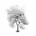 a candle surrounded by a branch of mimosa tattoo design idea