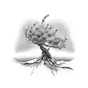 a candle surrounded by a branch of mimosa tattoo design idea