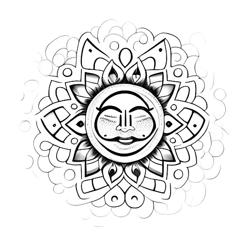 A minimalist design of a smiling moon (Sonrisa) with lips (Labios) creating a serene and dreamy atmosphere tattoo design idea