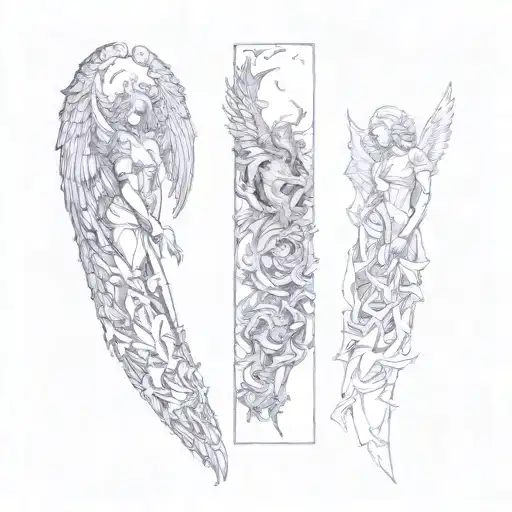 design 2 angels fighting demons like the remix attached tattoo design idea