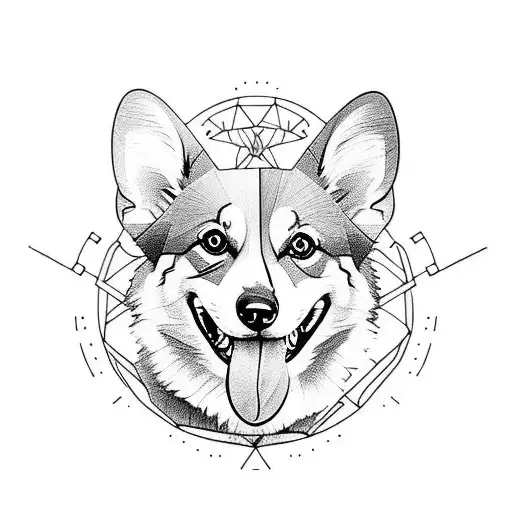 Corgi with his tongue out tattoo design idea