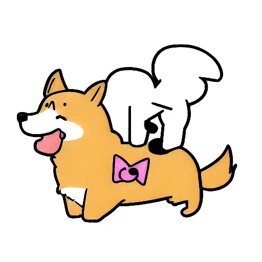 Corgi with his tongue out tattoo design idea