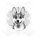 Corgi with his tongue out tattoo design idea