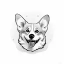 Corgi with his tongue out tattoo design idea
