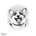 Corgi with his tongue out tattoo design idea