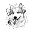 Corgi with his tongue out tattoo design idea