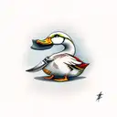 duck holding knife tattoo design idea