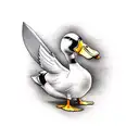 duck holding knife tattoo design idea