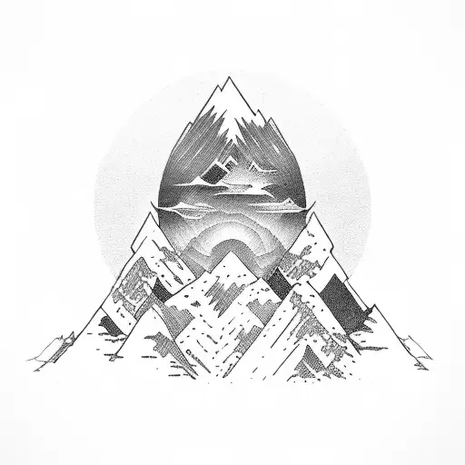 A warrior standing on a mountain peak, overlooking a vast wilderness tattoo design idea