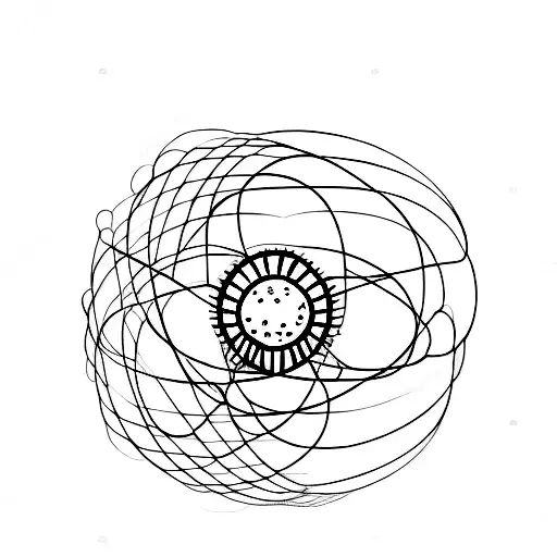 Atomic model mixed with solar system  tattoo design idea