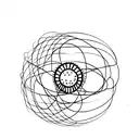 Atomic model mixed with solar system  tattoo design idea