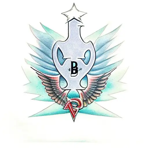 angle wings with the letter B. memorial piece. 01/29/2013.  tattoo design idea