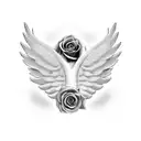 angel wings with the letter B. memorial piece. 01/29/2013. roses. angel.  tattoo design idea