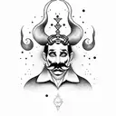 jester with mustache full body tattoo design idea