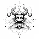 jester with mustache full body tattoo design idea