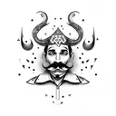 jester with mustache full body tattoo design idea