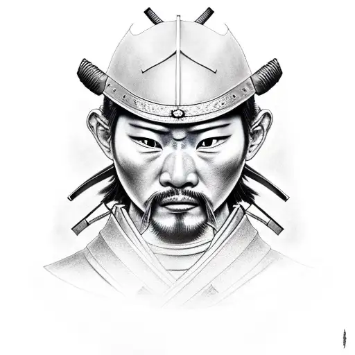 realistic samurai warrior portrait in shading style tattoo design idea
