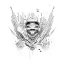 cyberpunk four elements  tattoo design idea