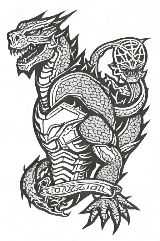 ironman triathlon logo with dragon tattoo design idea