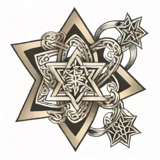 Jewish Star made of Mobius strip forming the shape tattoo design idea
