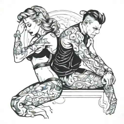 couple stripping  tattoo design idea