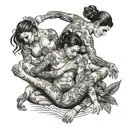 four people stripping  tattoo design idea