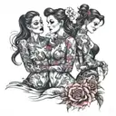 four people stripping  tattoo design idea