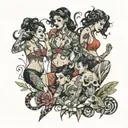 four people stripping  tattoo design idea