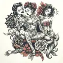 four people stripping  tattoo design idea