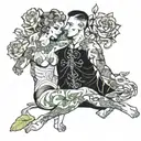couple stripping  tattoo design idea