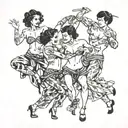 four people strip dancing  tattoo design idea