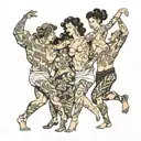 four people strip dancing  tattoo design idea