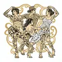 four people strip dancing  tattoo design idea