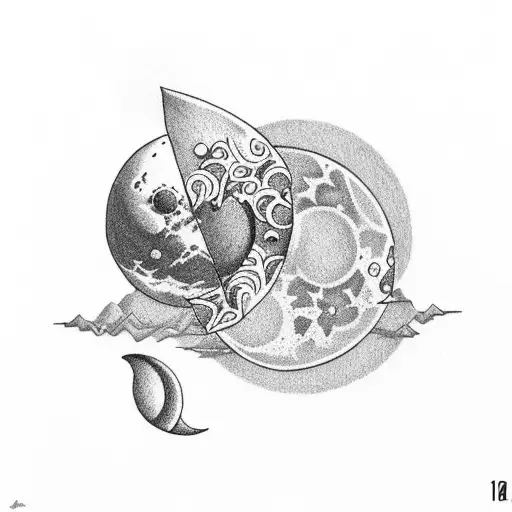 11.11 number and half moon tattoo design idea