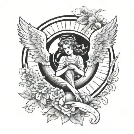 angel in the sphere tattoo design idea