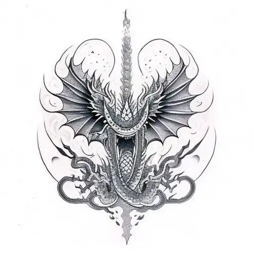 Dragon's wings making a V shape tattoo design idea