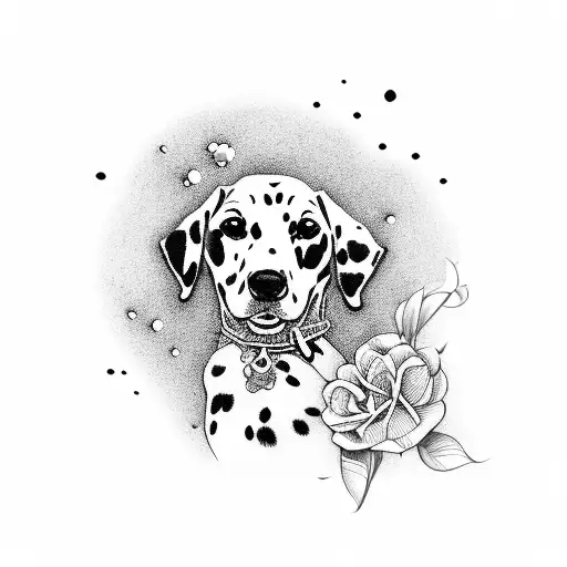 Dalmatian with flowers  tattoo design idea