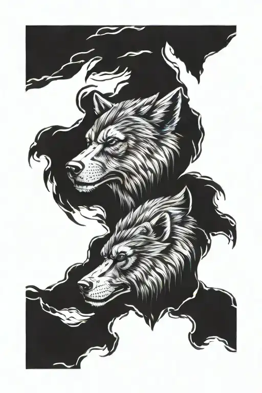 wolf and gorilla couple tattoo tattoo design idea