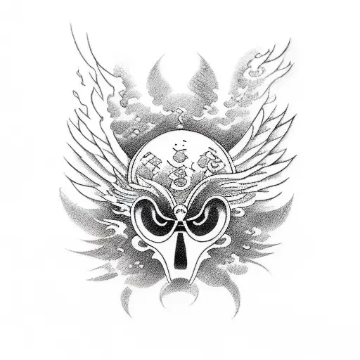 Phoenix in diving tattoo design idea