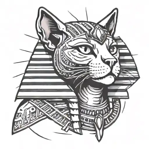 Cat Egyptian Pharaoh  tattoo design idea
