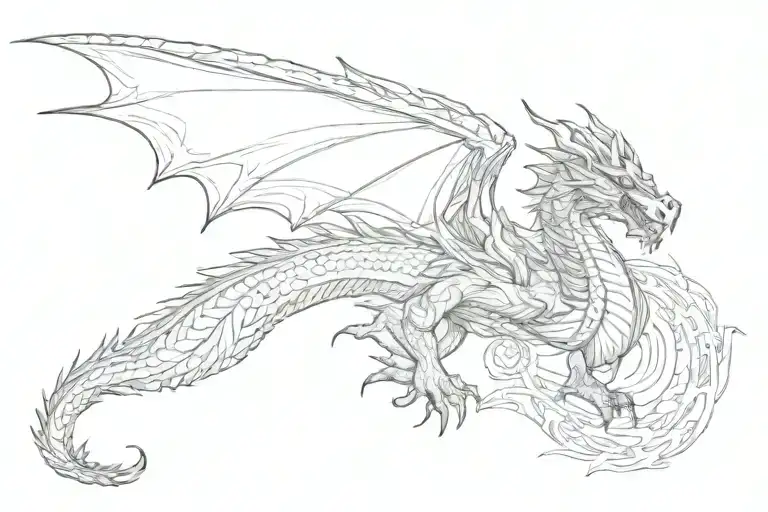 dragon flying tattoo design idea