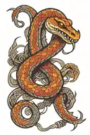 snake surrounding a trident tattoo design idea