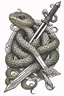 snake surrounding a sword tattoo design idea